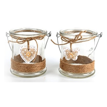 Small Heart & Butterfly Candle Holders, 8cm 