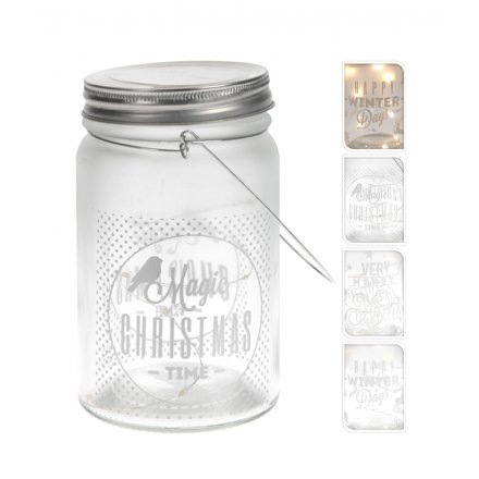 Grey Christmas Mason Jar Light Up, 3a