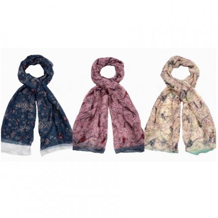 Colourful scarf mix with bird prints on each
