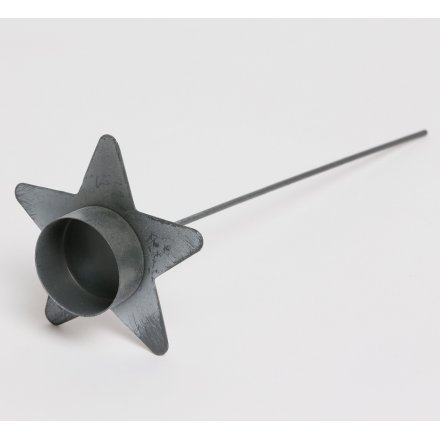 Grey Metal T Light Holder Spike 25cm