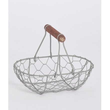 Wire Basket Wooden Handle 17cm