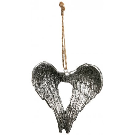 Antique Silver Hanging Wings 