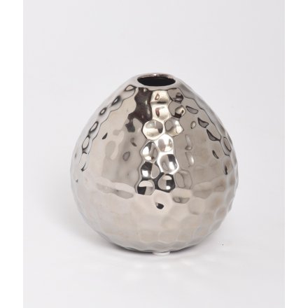 Silver Hammered Vase