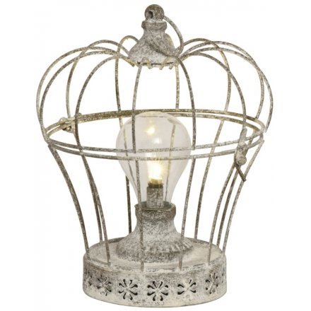 Rustic Crown Cage Light Up 22cm
