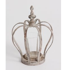 Crown shaped T-Light holder with rustic tinted paint