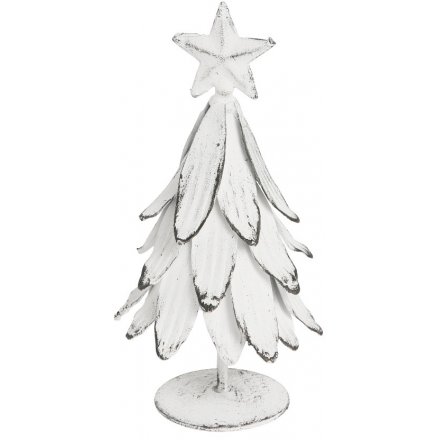 Antique white metal christmas tree