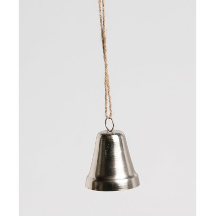 Hanging Silver Bell Decoration 8cm