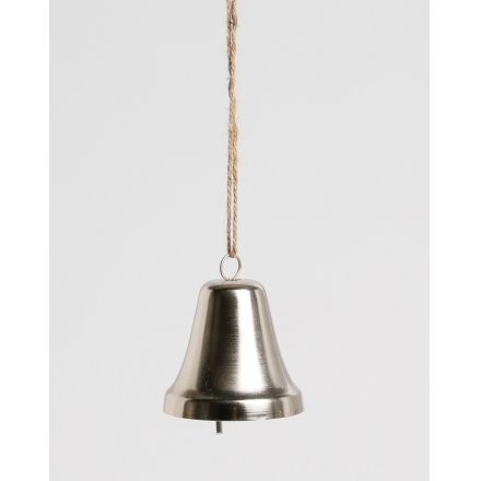 Hanging silver bell decoration 10cm