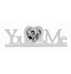 Wooden You & me photo frame with heart