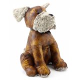 Rustic faux leather doorstop in a doggy design