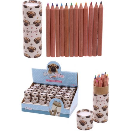 A tube of Pugs & Kisses Small Colouring Pencils