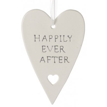 Happily Ever After Hanging Ceramic Heart, 15cm