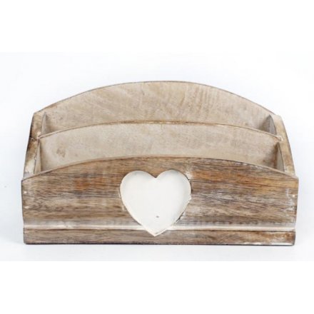 Wooden Heart Letter Rack 
