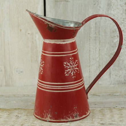 Red Jug With Snowflake Design