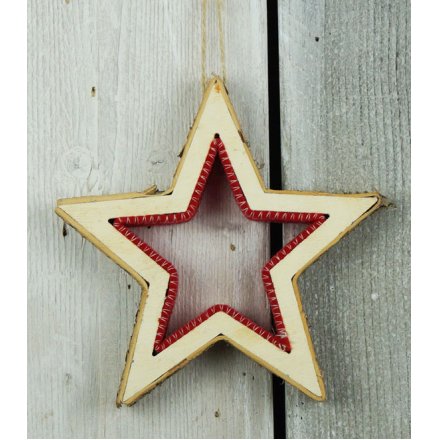 Wooden Star with Red Felt