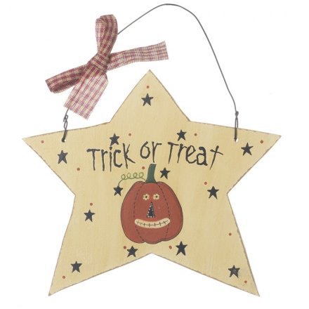 Halloween Hanging Trick or Treat Star Sign 16.5cm