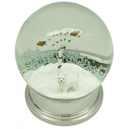 Silver Snow Globe, Westie Dog 