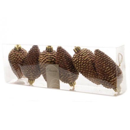Pinecones With Glitter, Pack of 6