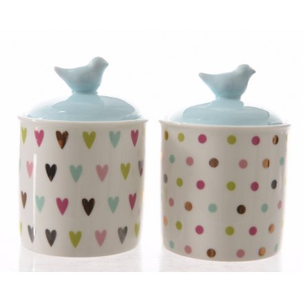 Add a pretty finish to your home with these multi-coloured heart and polka dot storage boxes.