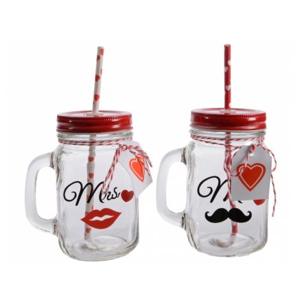 Mr & Mrs Drinking Mason Jars 