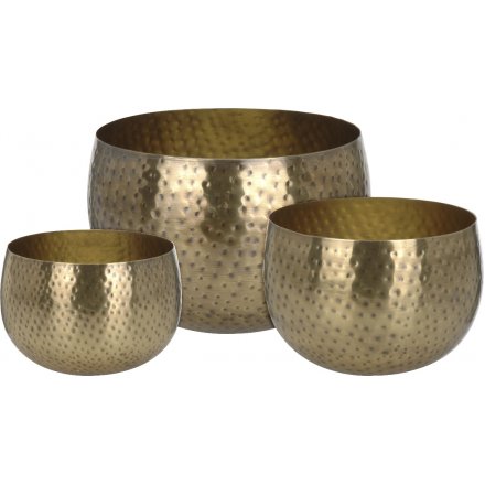 Set of 3 Gold Planters