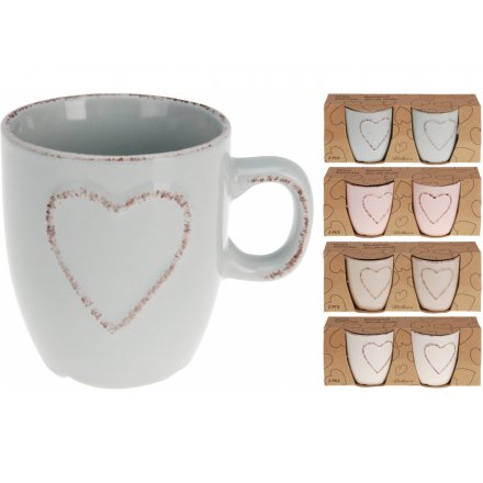 Ceramic Heart Small Mugs Pack of 2