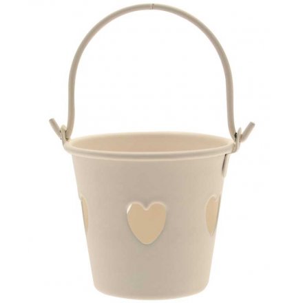 Cream Heart Bucket, 9cm
