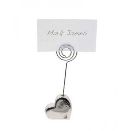 Silver Heart Place Card Holder 