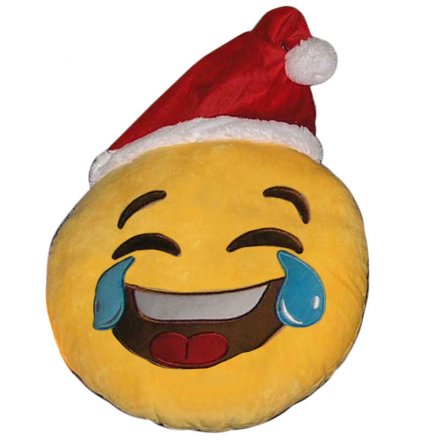 Christmas Emoji Cushion Laughing 30cm