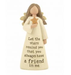 A beautiful angel decoration with a friendship slogan. A lovely gift item.