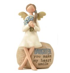 Daughter you make my heart smile. A beautiful sentiment ornament with angel.