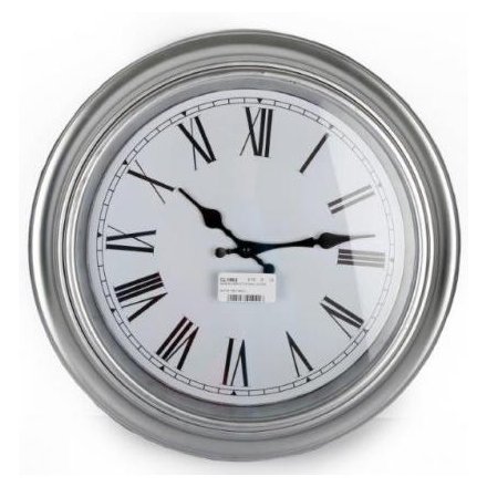 Silver Wall Clock, 40cm 