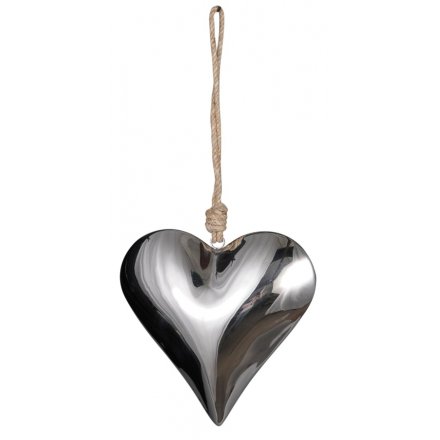 Silver Mirrored Heart, 15cm