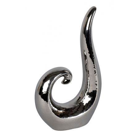 A decorative silver ornament. A statement decoration for the home.