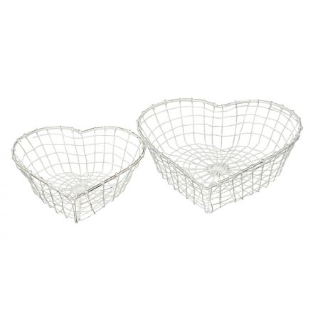 Metal Heart Baskets Set 2