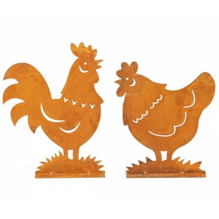 Rusted Chicken Ornaments, 2a