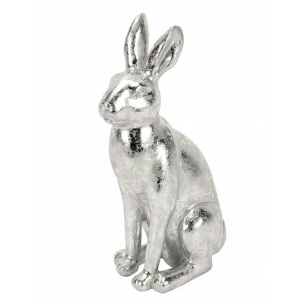 Silver Sitting Rabbit 18.5cm