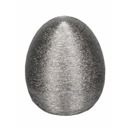 Silver Egg Decoration, 11cm