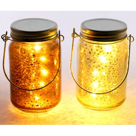 Metallic Glass Decorative Led Jar Light