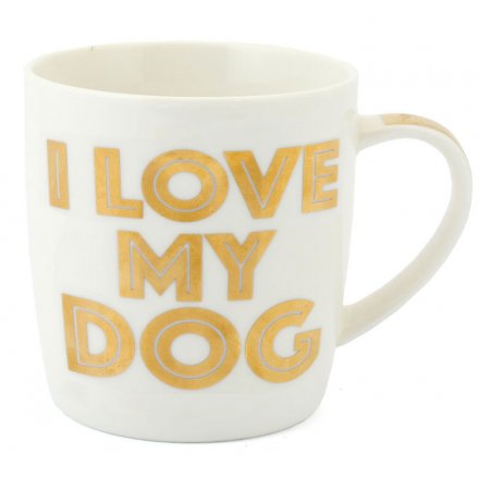 I Love My Dog Gold Mug Boxed