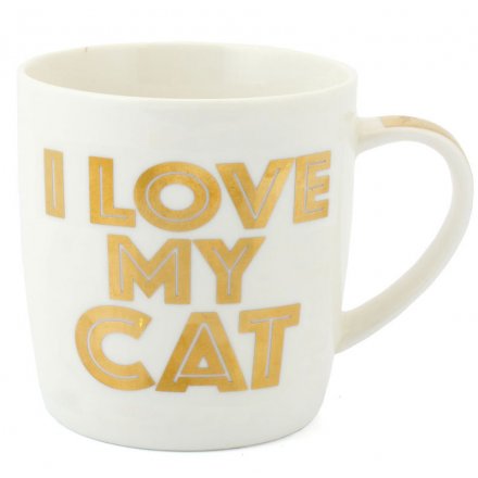I Love My Cat Gold Mug Boxed