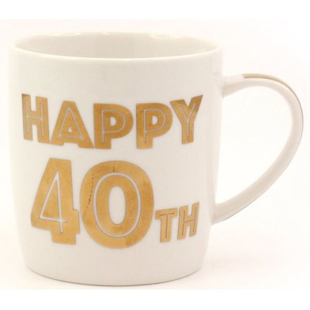 Gold Happy 40th Mug