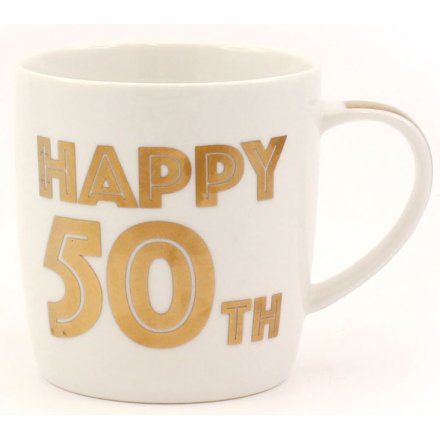 Gold Happy 50th Mug
