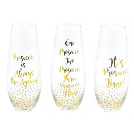 Gold Prosecco Stemless Flutes, 3a