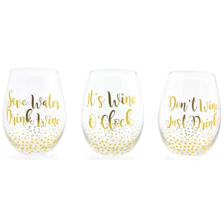 Gold Stemless Wine Glasses, 3a