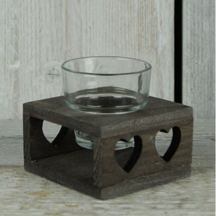 Country Chic Heart Single Candle Holder 8.5cm