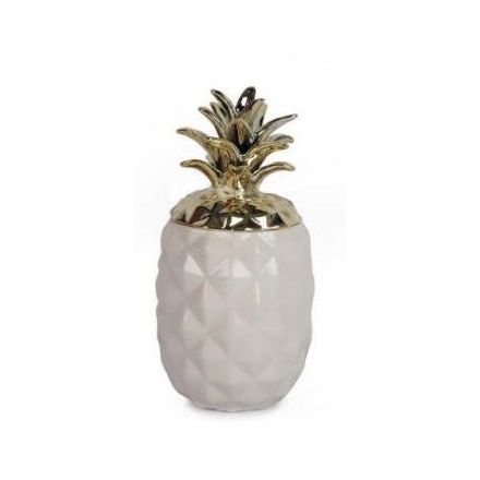 White & Gold Pineapple Keepsake Pot