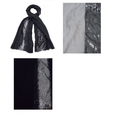 3 assorted glamorous scarves each with silver sequins. A great seasonal gift item and fashion accessory.