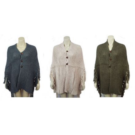 Get cosy this season with this assortment of stylish poncho wraps with chunky buttons.