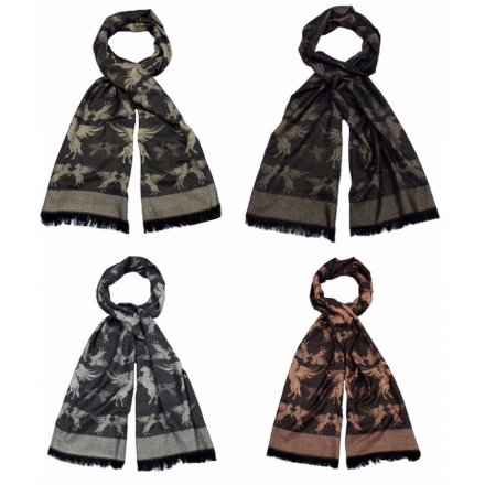 Wrap up this season with this gorgeous winged horse pashmina in 4 assorted colour designs.
